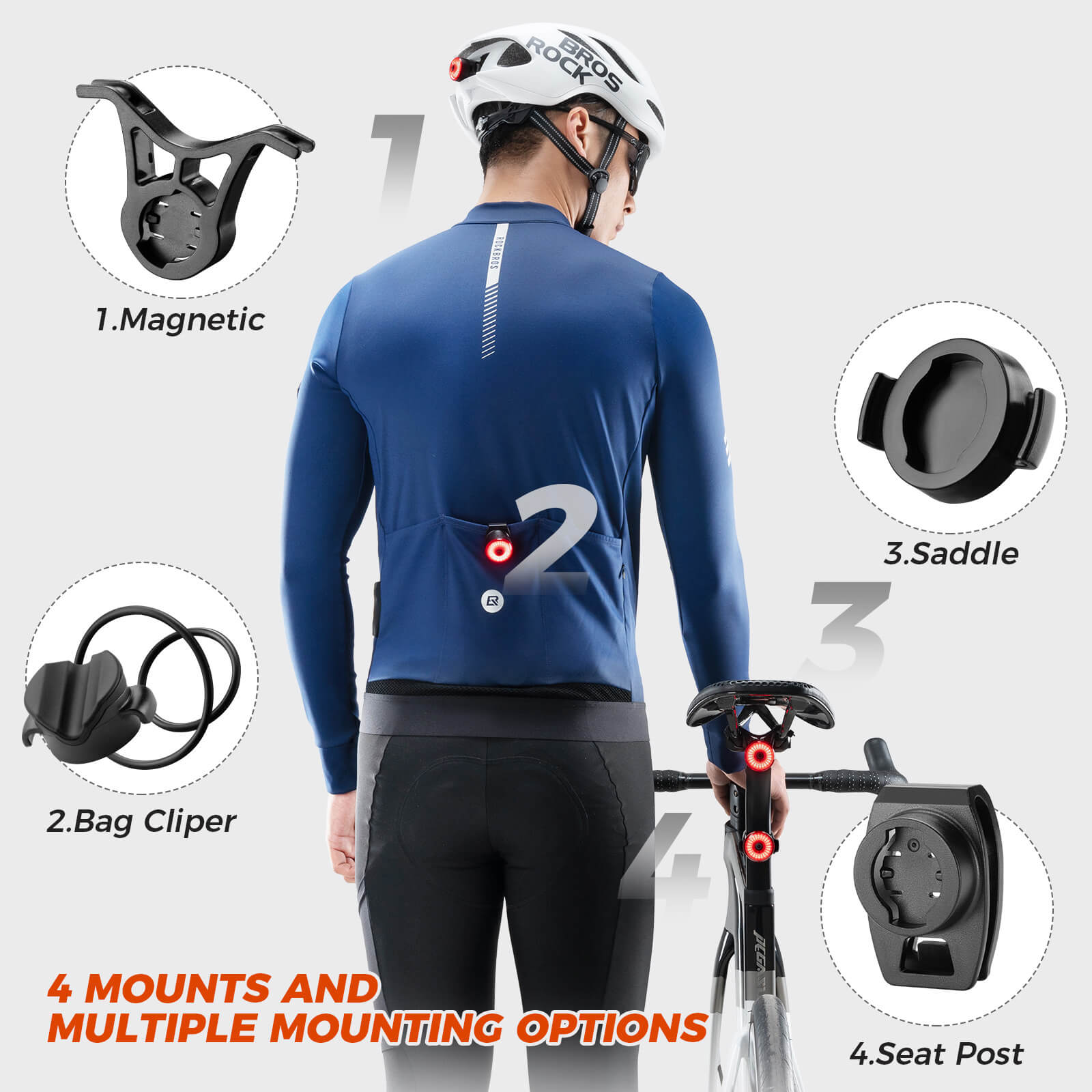 ROCKBROS R0 Smart Bike Rear or Handlebar End Light - Waterproof-10