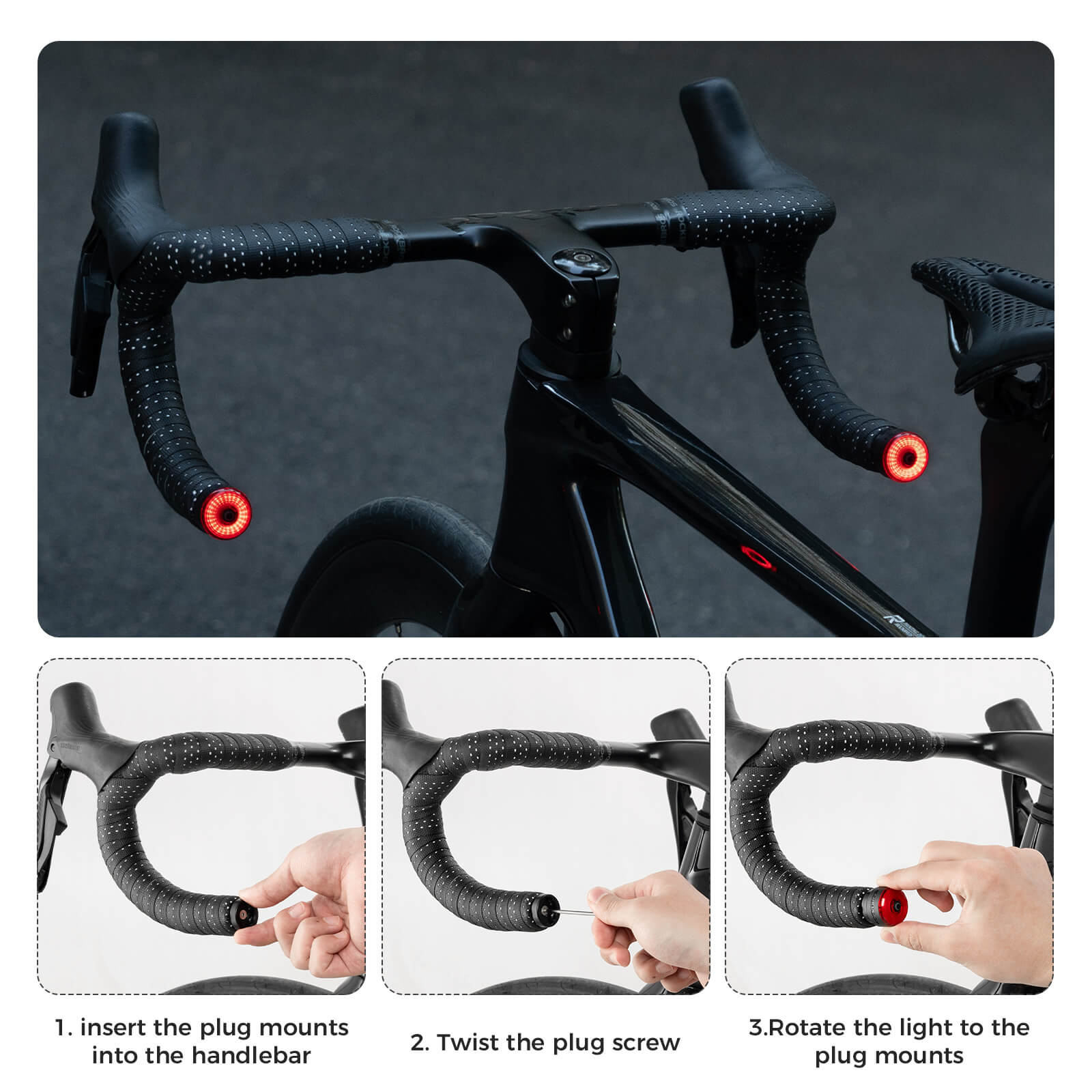 ROCKBROS R0 Smart Bike Rear or Handlebar End Light - Waterproof-9