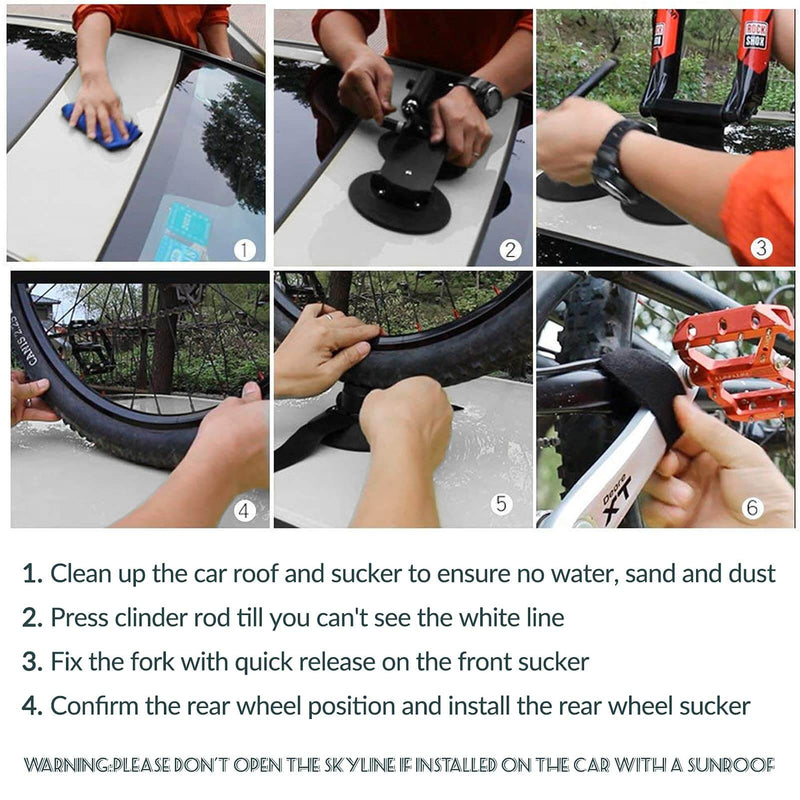 Suction Cup Bike Rack for Car Roof Quick Release Roof Mounted Carrier-16
