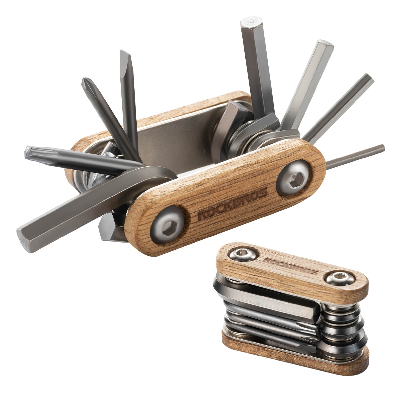 Titanium Bike Multi Tool with Wooden Handle-1