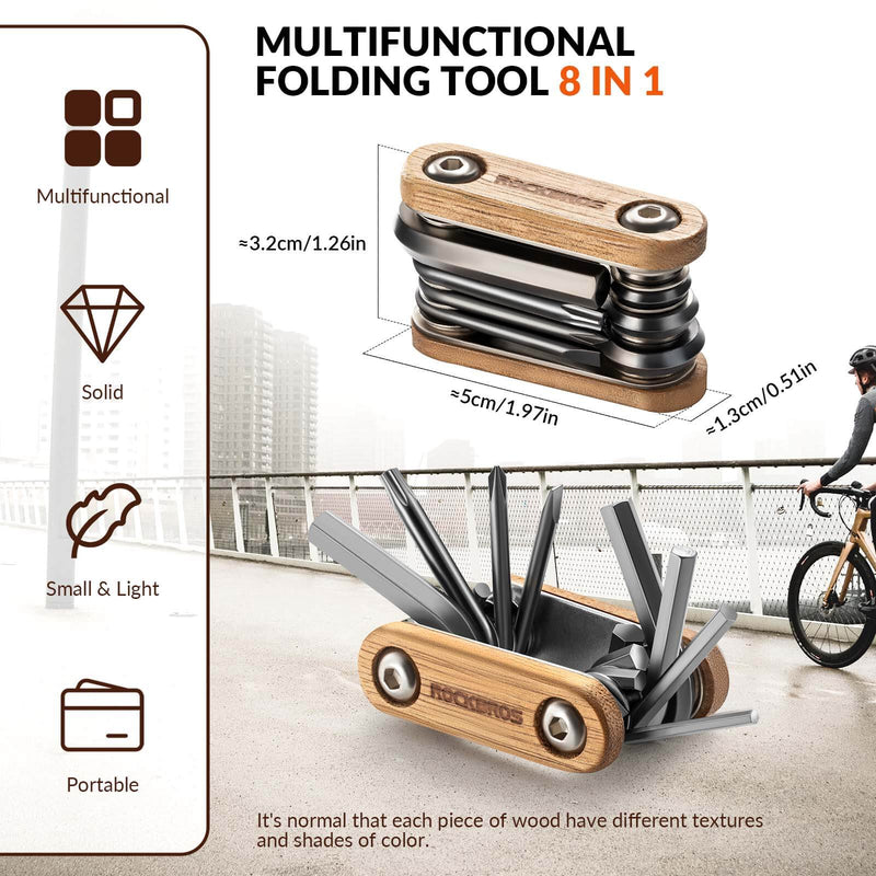 Titanium Bike Multi Tool with Wooden Handle-3