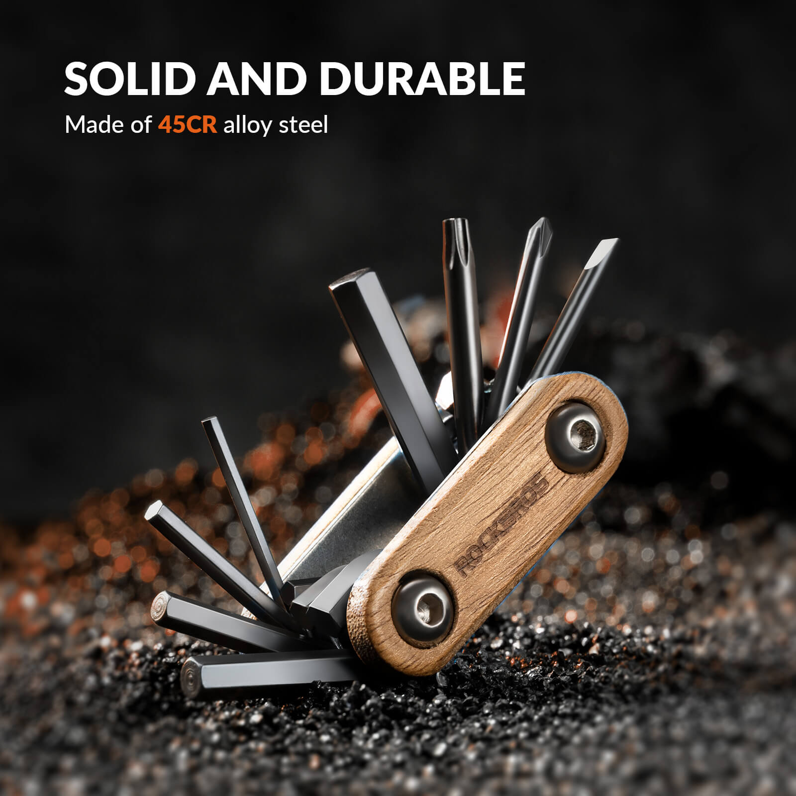 Titanium Bike Multi Tool with Wooden Handle-6