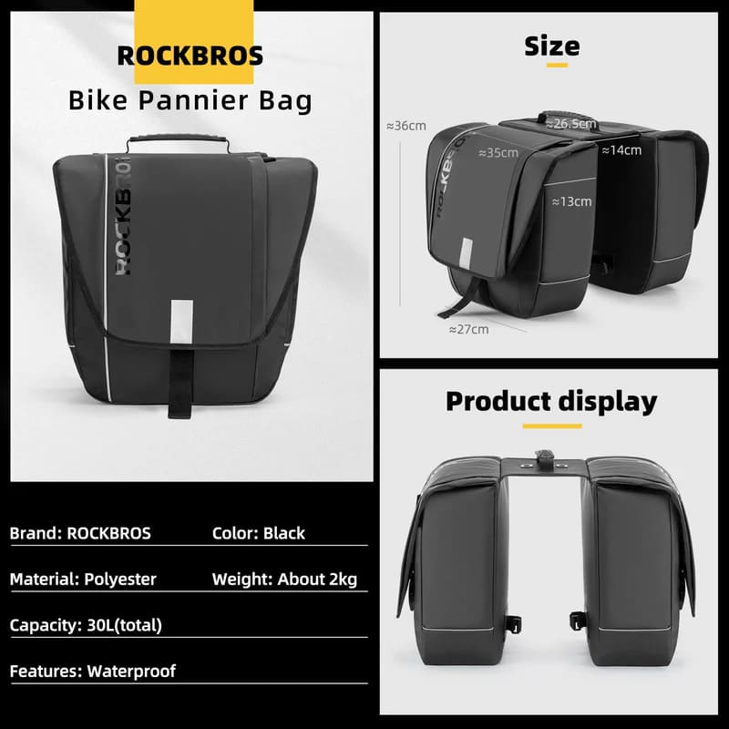 Waterproof Bike Rear Rack Pannier Bag- 30L-6
