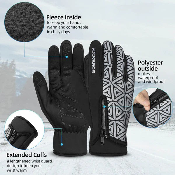Fleece Full Finger Cycling Gloves-3