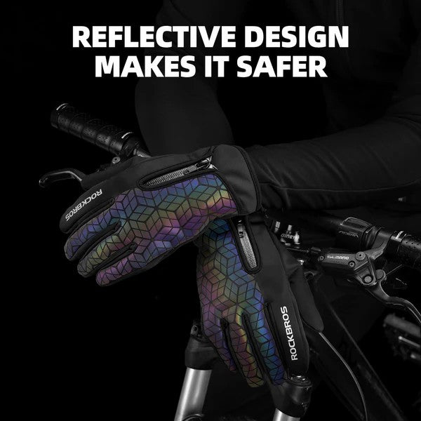 Fleece Full Finger Cycling Gloves-7