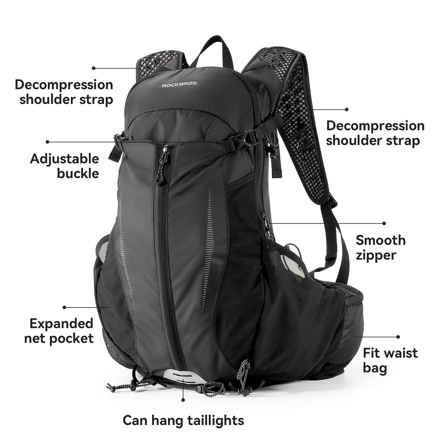 ROCKBROS Lightweight Hydration Backpack for Outdoor Sports-5